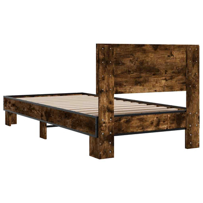 Cadre de lit sans matelas chêne fumé 90x190 cm