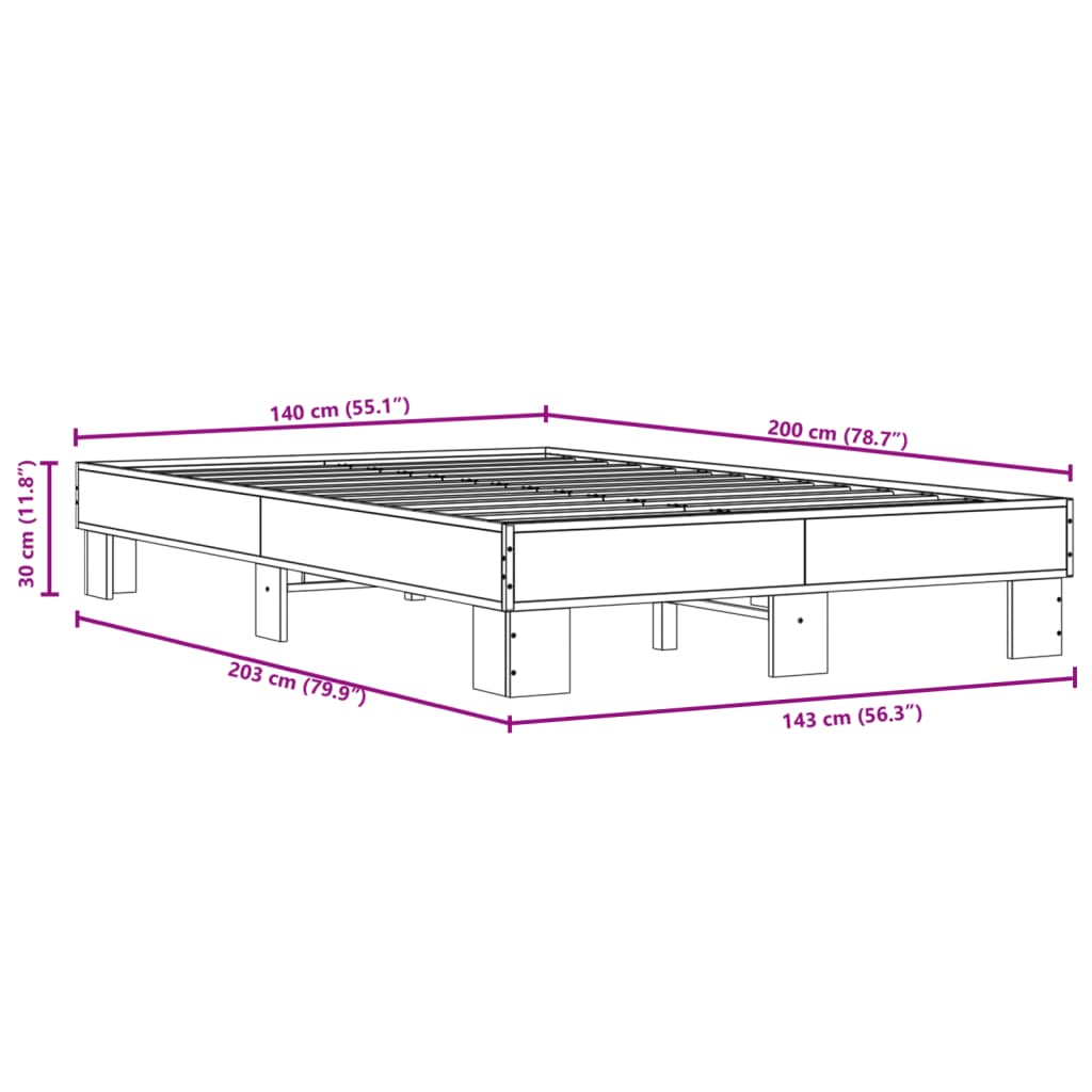 Cadre de lit sans matelas noir 140x200 cm