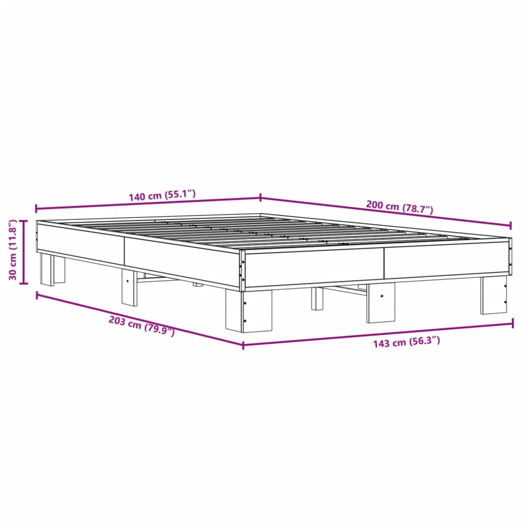 Cadre de lit sans matelas chêne sonoma 140x200 cm