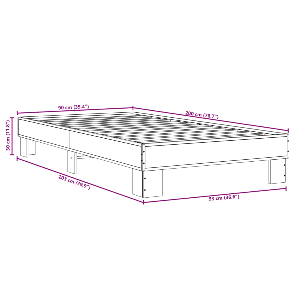 Cadre de lit sans matelas noir 90x200 cm