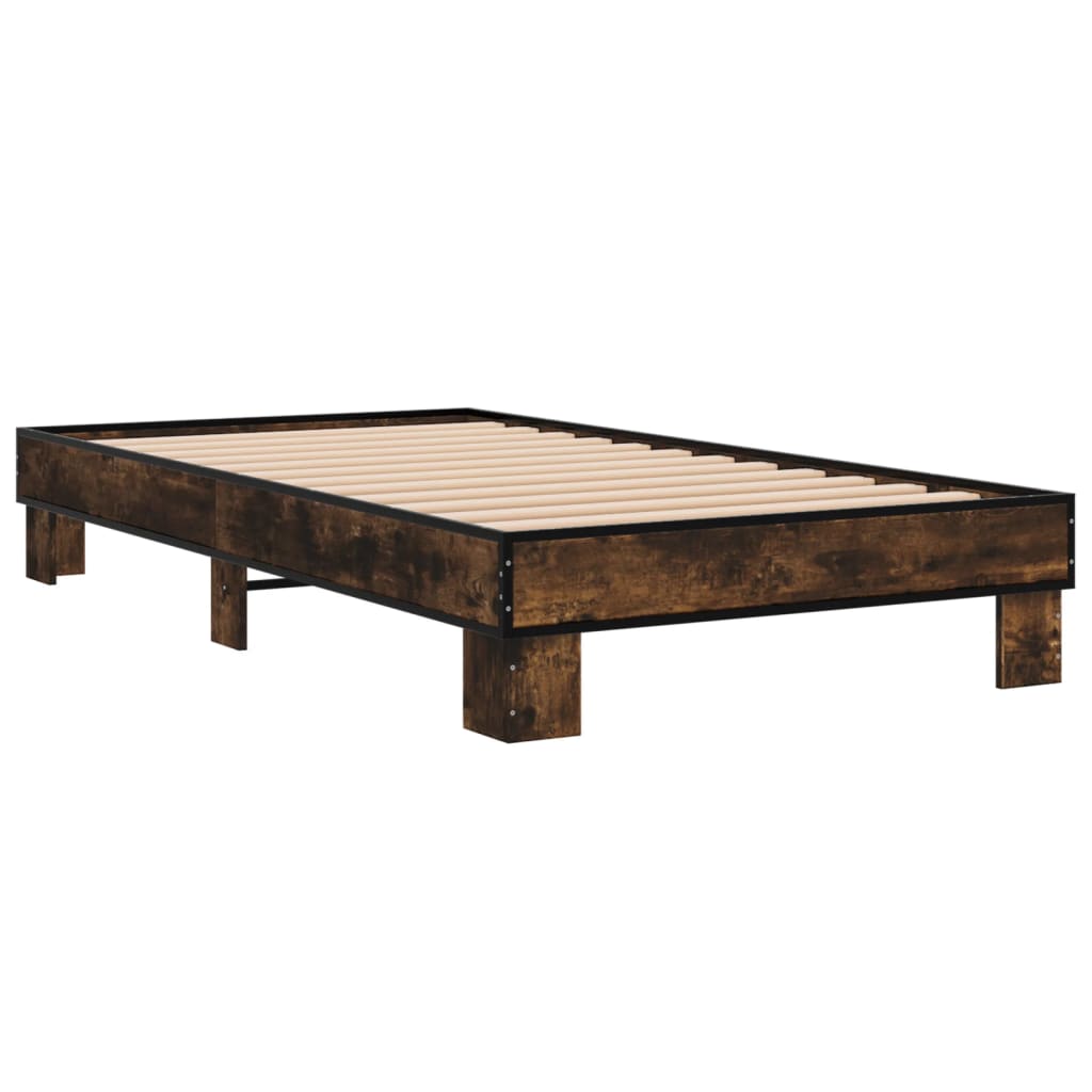 Cadre de lit sans matelas chêne fumé 75x190 cm