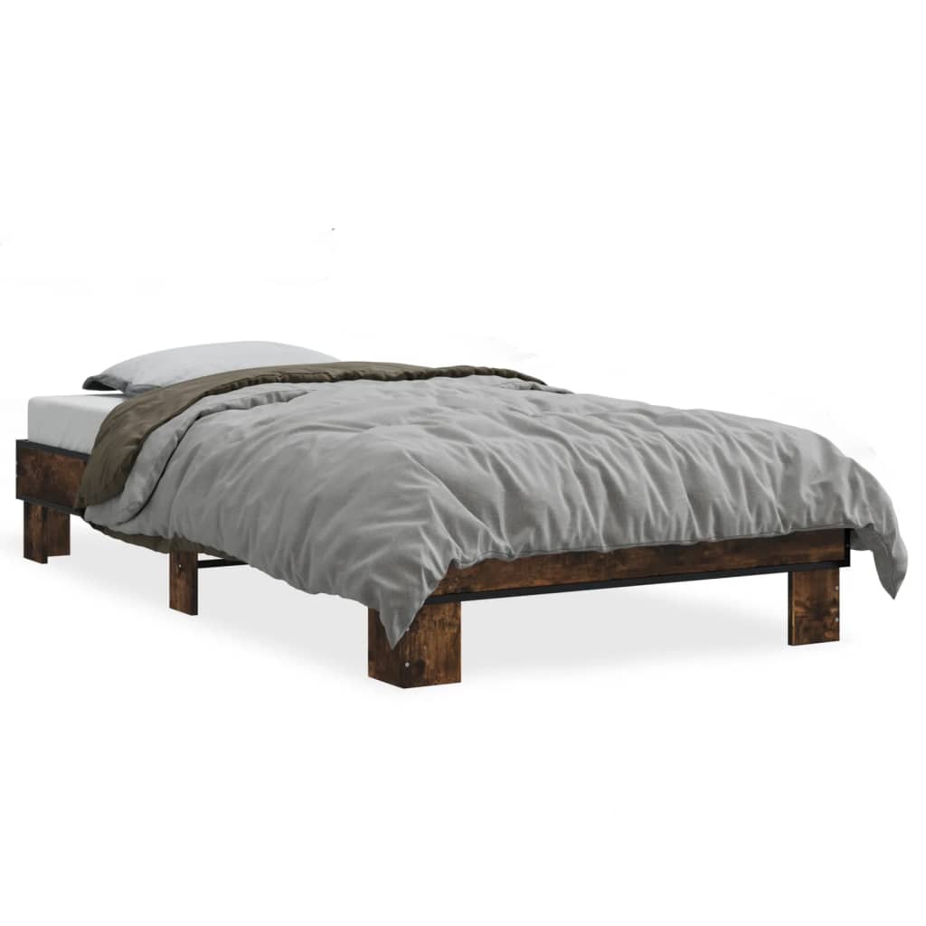 Cadre de lit sans matelas chêne fumé 90x190 cm