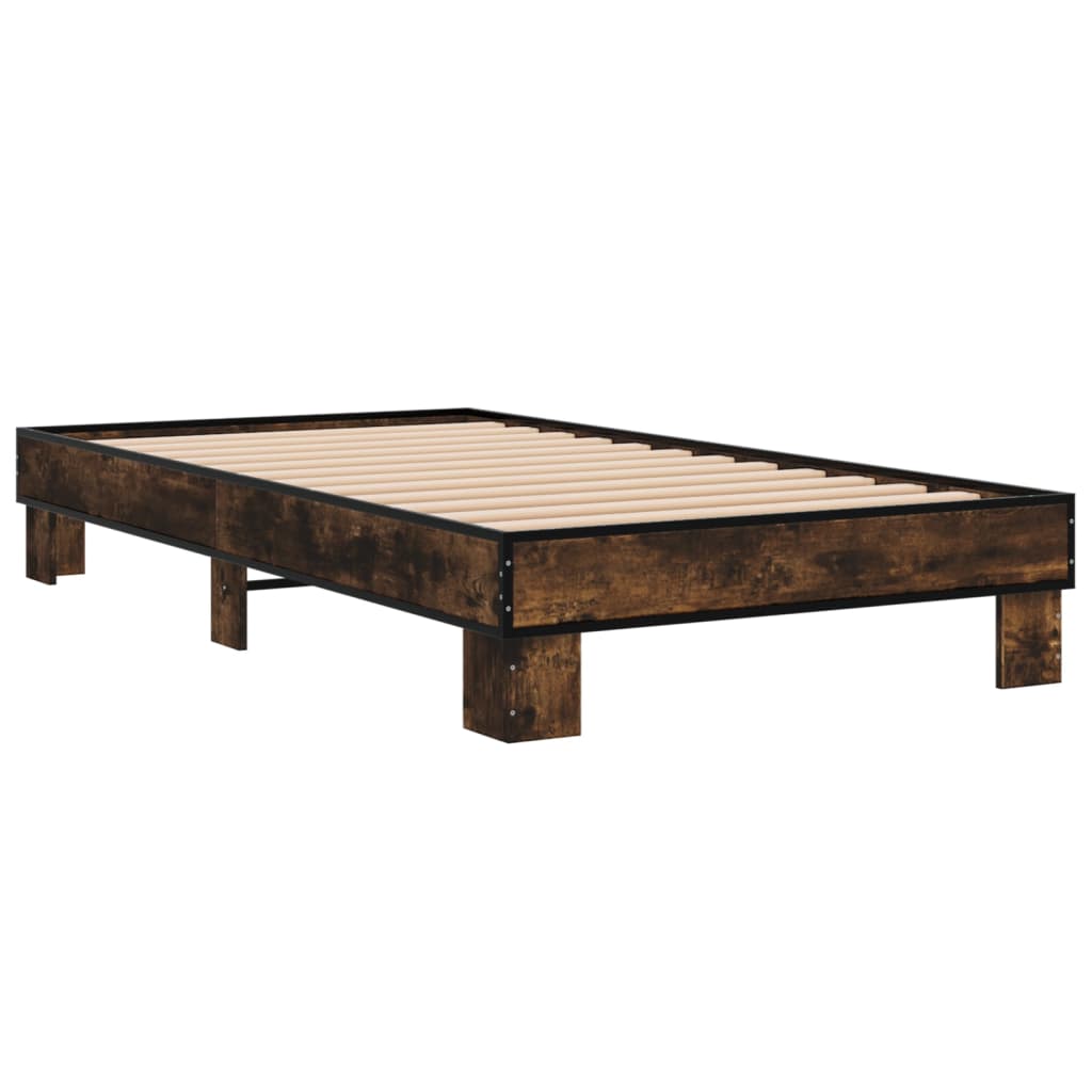 Cadre de lit sans matelas chêne fumé 90x190 cm