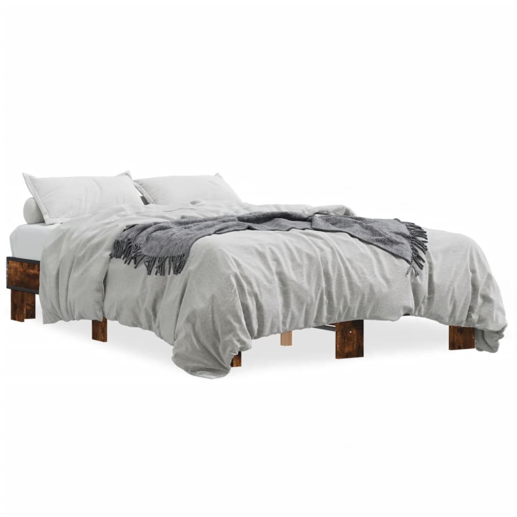 Cadre de lit sans matelas chêne fumé 140x190 cm