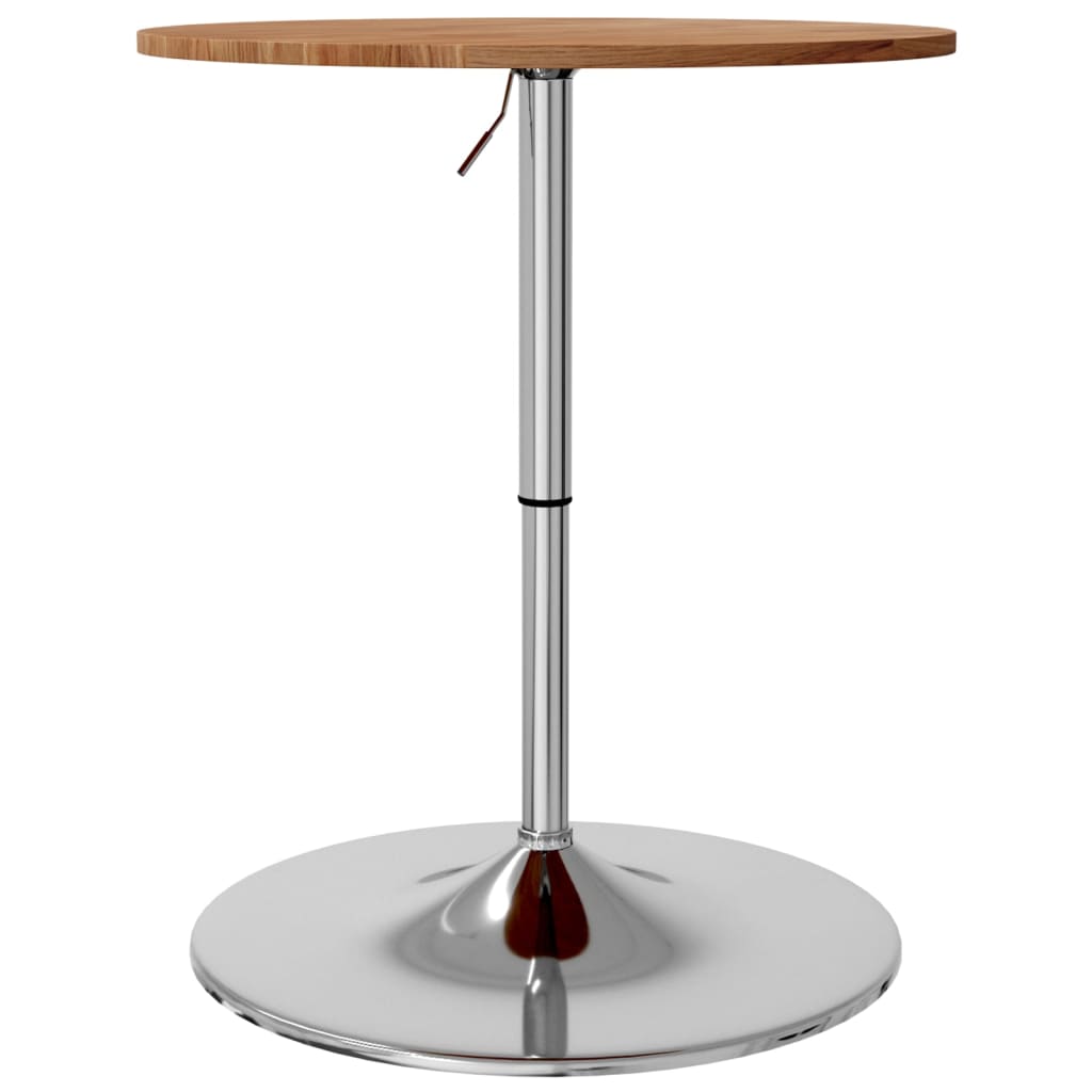 Table de bar marron clair Ø60x89,5 cm bois massif de chêne