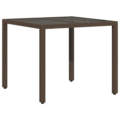 Ensemble à manger de jardin et coussins 3pcs marron rotin verre