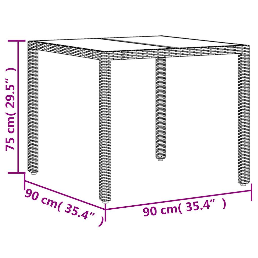 Ensemble à manger de jardin avec coussins 3 pcs rotin et verre