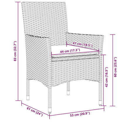 Ensemble à manger de jardin avec coussins 7 pcs rotin et verre