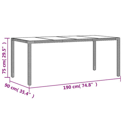 Ensemble à manger de jardin avec coussins 7 pcs rotin et verre