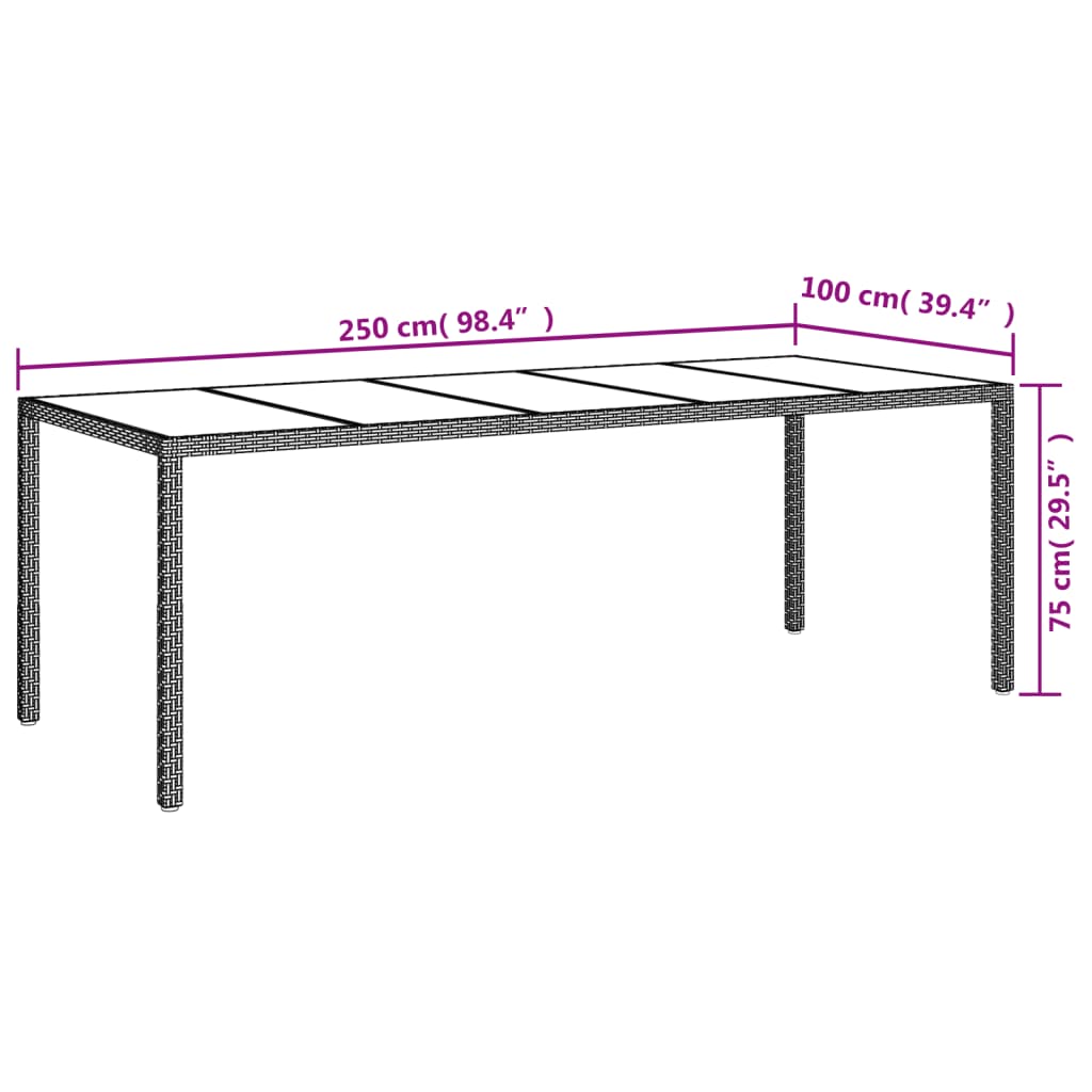 Ensemble à manger de jardin et coussins 9 pcs noir rotin verre