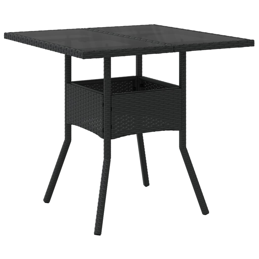 Ensemble à manger de jardin et coussins 3 pcs noir rotin verre