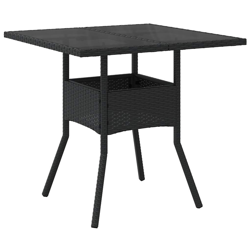 Ensemble à manger de jardin et coussins 5 pcs noir rotin verre