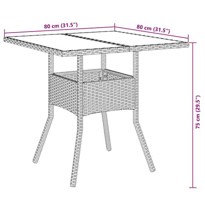 Ensemble à manger de jardin et coussins 5 pcs noir rotin verre