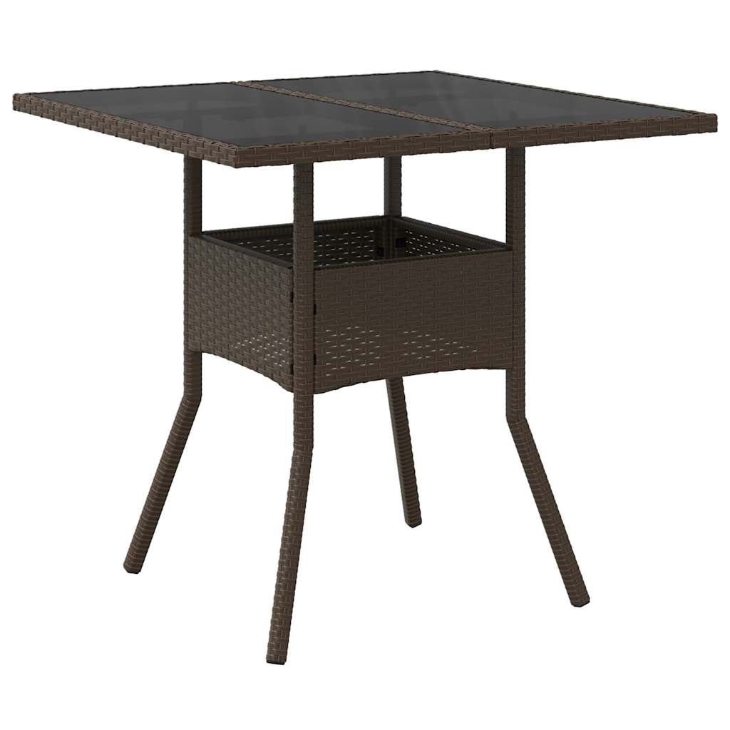 Ensemble à manger de jardin et coussins 3pcs marron rotin verre