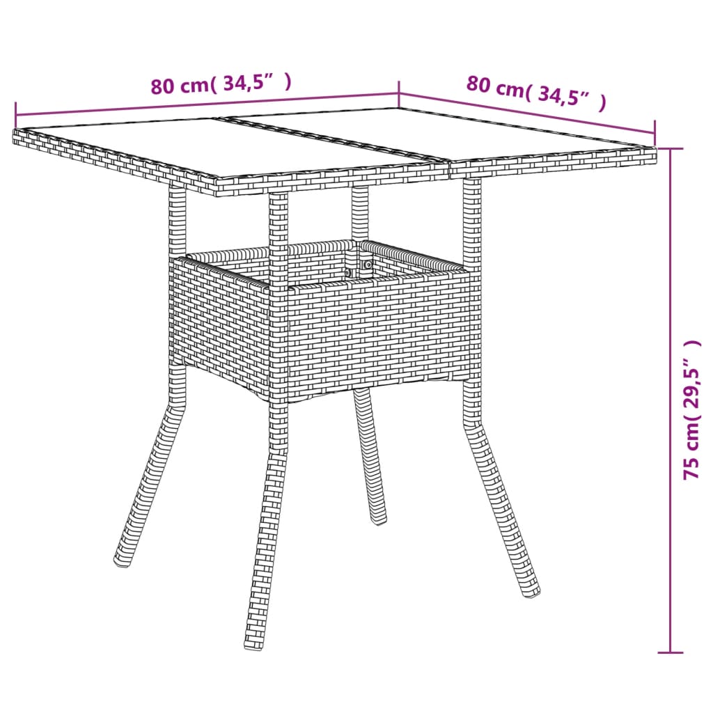 Ensemble à manger de jardin avec coussins 3 pcs rotin et verre