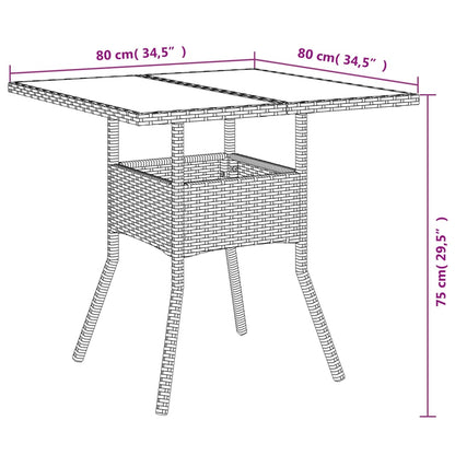 Ensemble à manger de jardin avec coussins 5 pcs rotin et verre