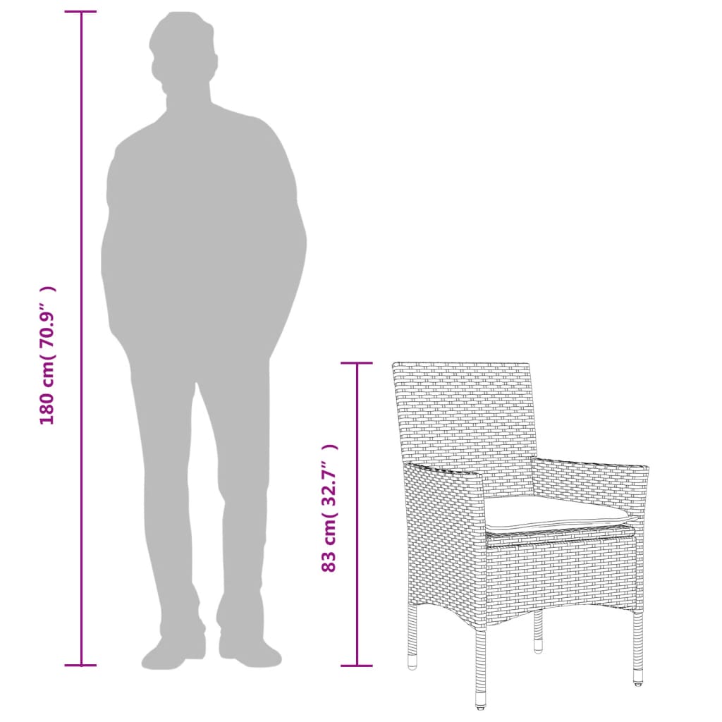 Ensemble à manger de jardin avec coussins 5 pcs rotin et verre