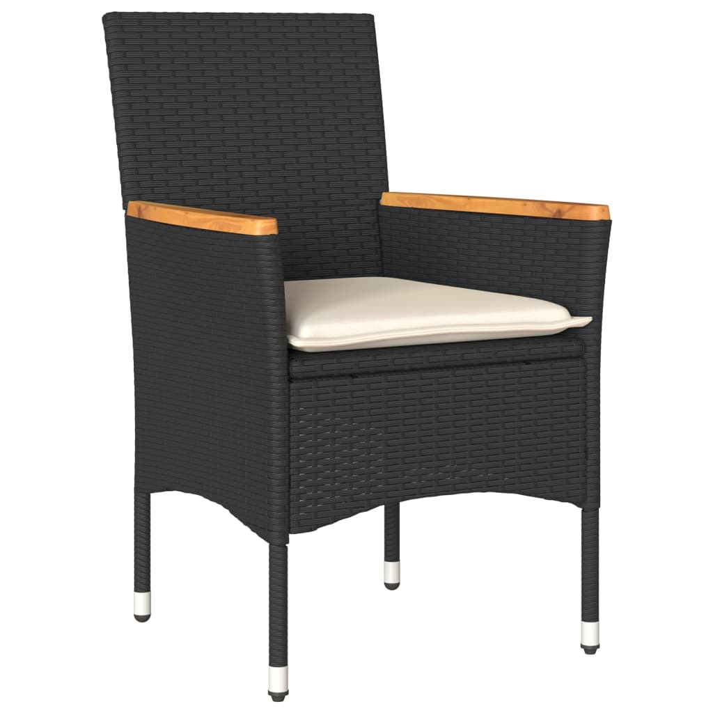 Ensemble à manger de jardin et coussins 9 pcs noir rotin acacia