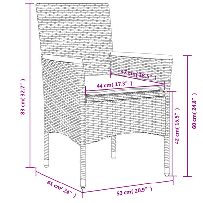 Ensemble à manger de jardin et coussins 9 pcs noir rotin acacia