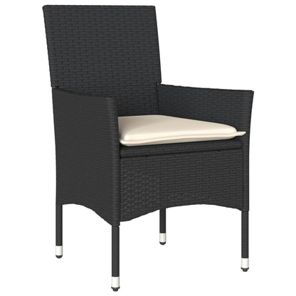 Ensemble à manger de jardin et coussins 7pcs noir rotin acacia