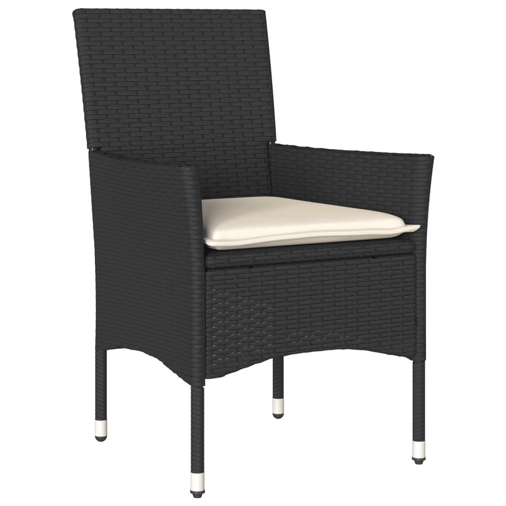 Ensemble à manger de jardin et coussins 9 pcs noir rotin acacia