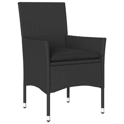 Ensemble à manger de jardin et coussins 3 pcs noir rotin acacia