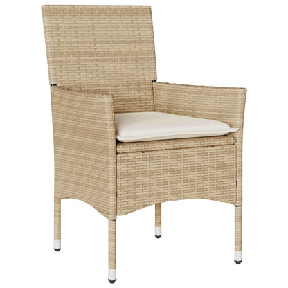 Ensemble à manger de jardin et coussins 3pcs beige rotin acacia