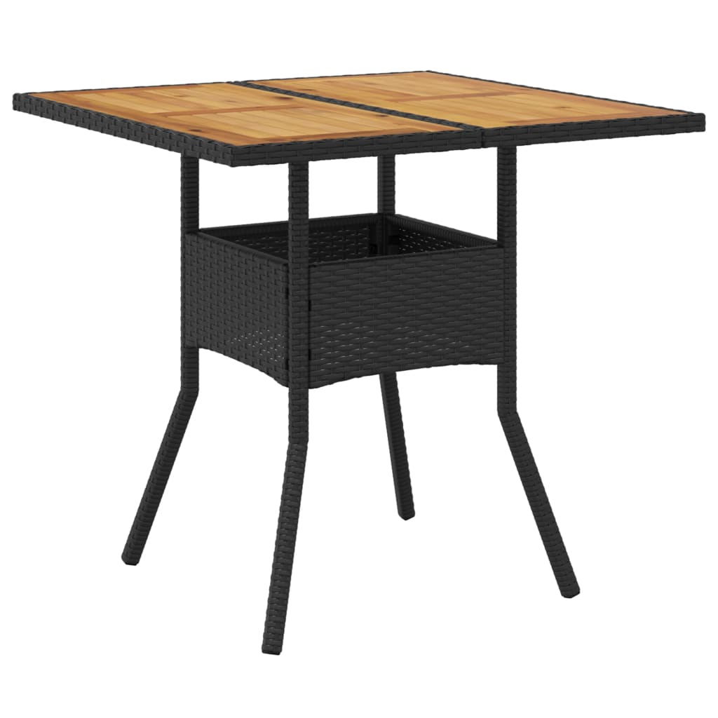 Ensemble à manger de jardin et coussins 3 pcs noir rotin acacia