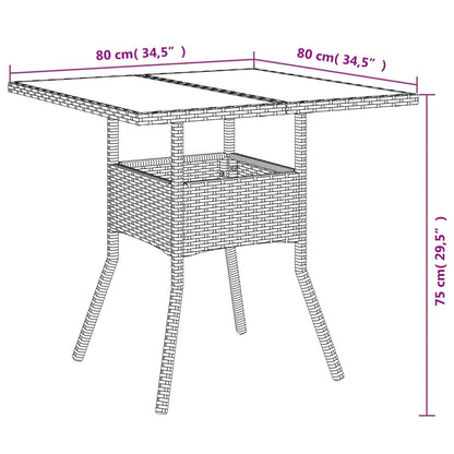 Ensemble à manger de jardin et coussins 3 pcs noir rotin verre