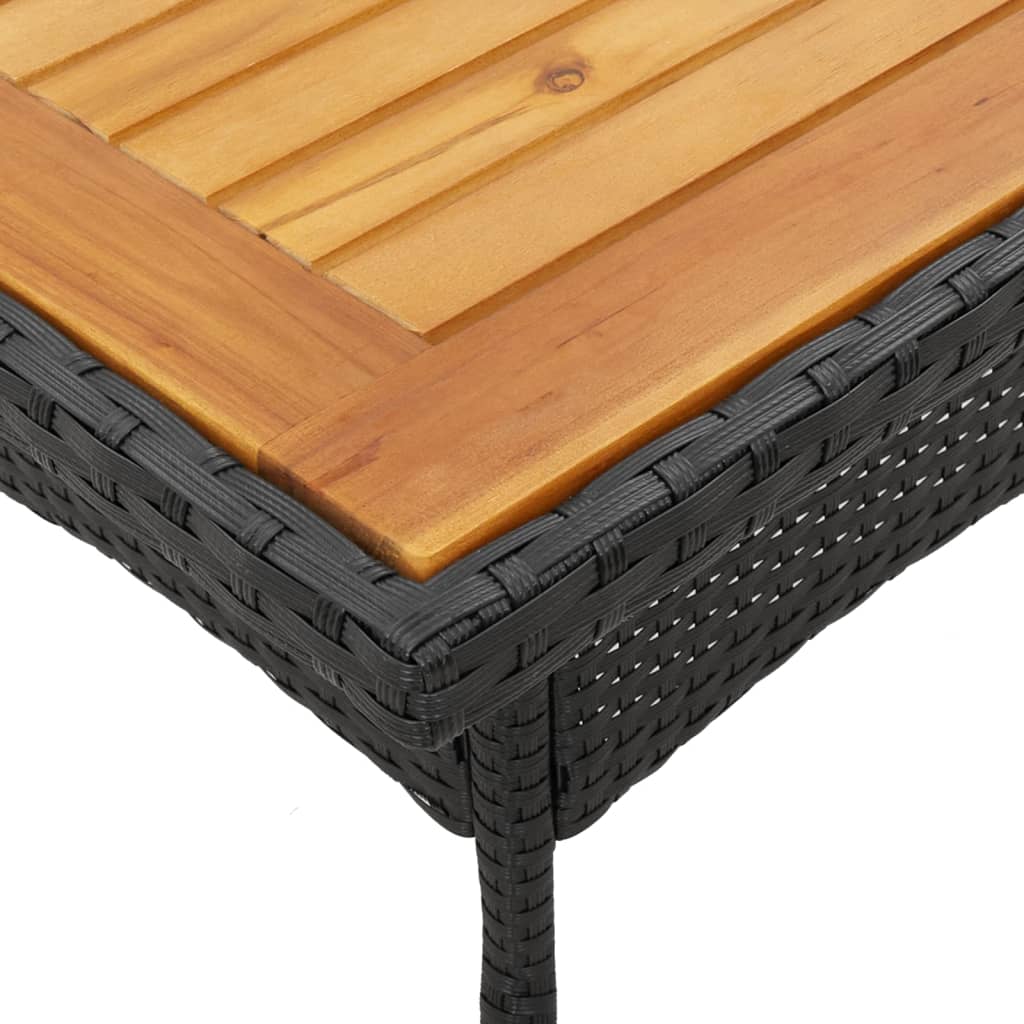 Ensemble à manger de jardin et coussins 3 pcs noir rotin acacia