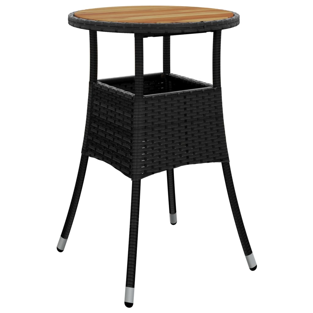 Ensemble à manger de jardin et coussins 3 pcs noir rotin acacia