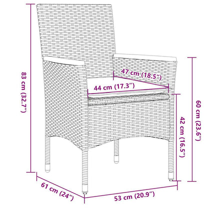 Ensemble à manger de jardin et coussins 5 pcs noir rotin acacia