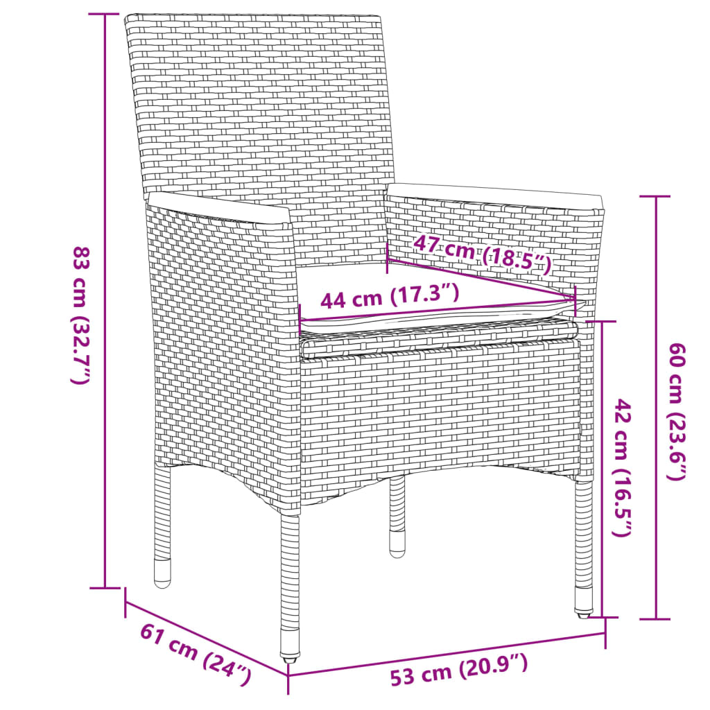 Ensemble à manger de jardin et coussins 3 pcs gris rotin acacia