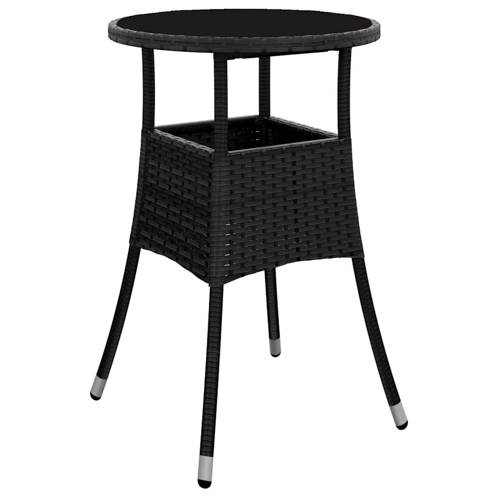 Ensemble à manger de jardin et coussins 5 pcs noir rotin verre