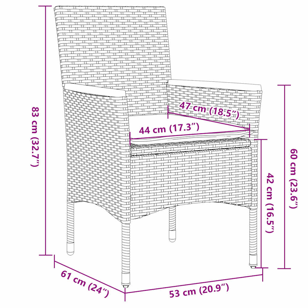 Ensemble à manger de jardin et coussins 5 pcs gris rotin verre