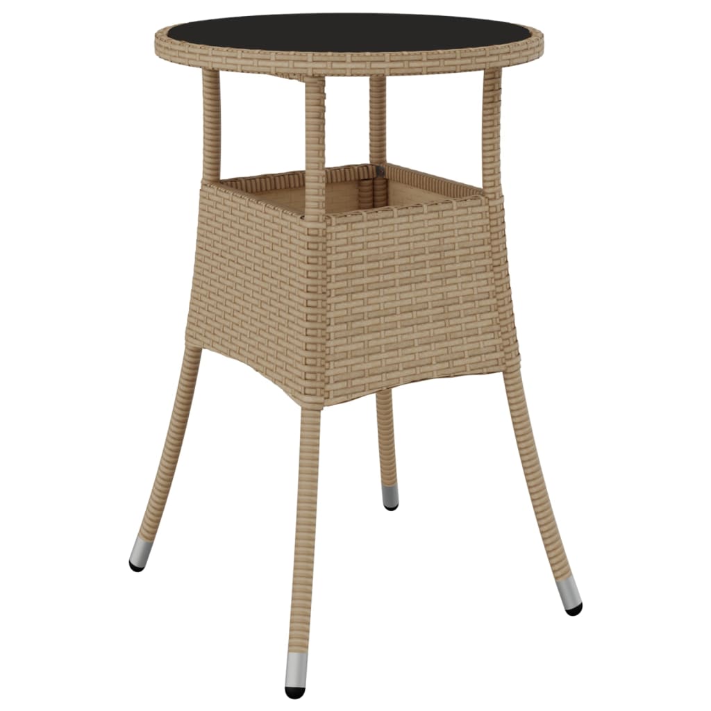 Ensemble à manger de jardin et coussins 3 pcs beige rotin verre