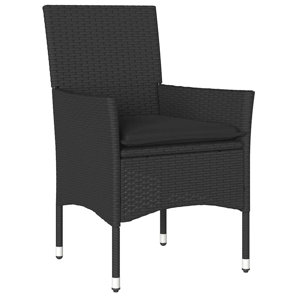 Ensemble à manger de jardin et coussins 5 pcs noir rotin acacia