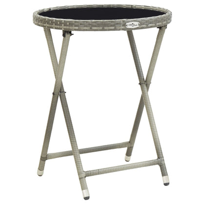 Ensemble de bistro avec coussins 3 pcs gris rotin et verre