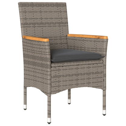 Ensemble de bistro avec coussins 3 pcs gris rotin et acacia