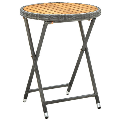 Ensemble de bistro avec coussins 3 pcs gris rotin et acacia