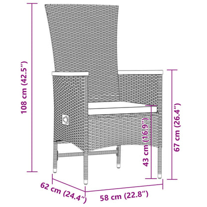 Ensemble à manger de jardin 11 pcs coussins noir résine tressée