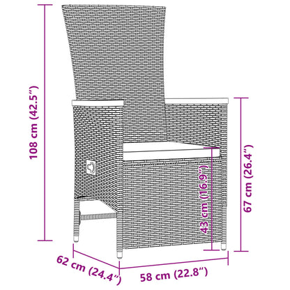 Ensemble à manger de jardin 9 pcs coussins gris résine tressée