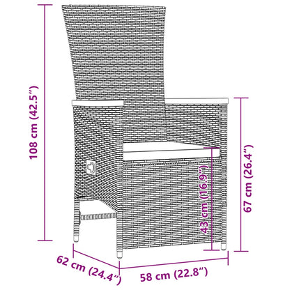 Ensemble à manger de jardin 11pcs avec coussins gris poly rotin