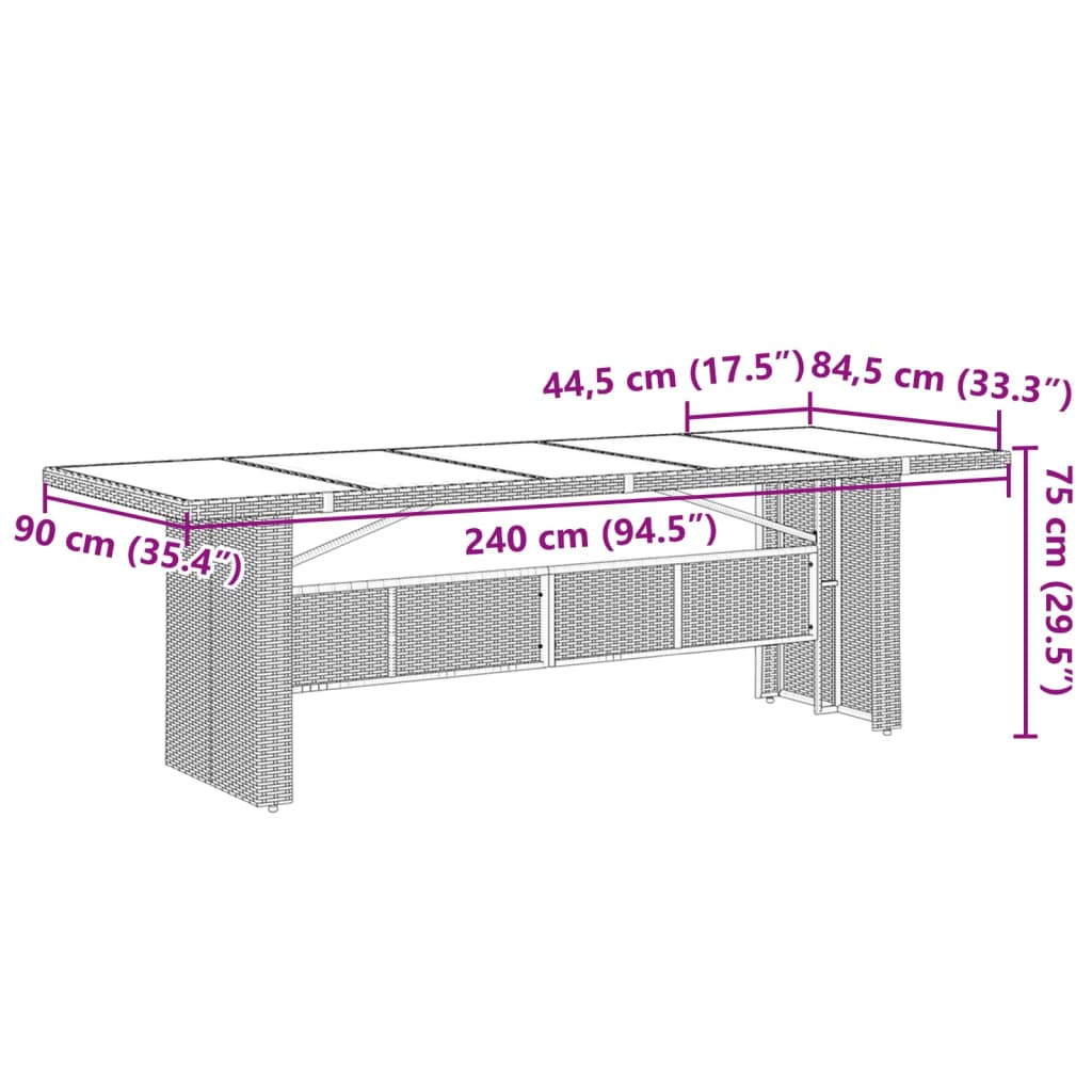 Ensemble à manger de jardin et coussins 7 pcs gris rotin