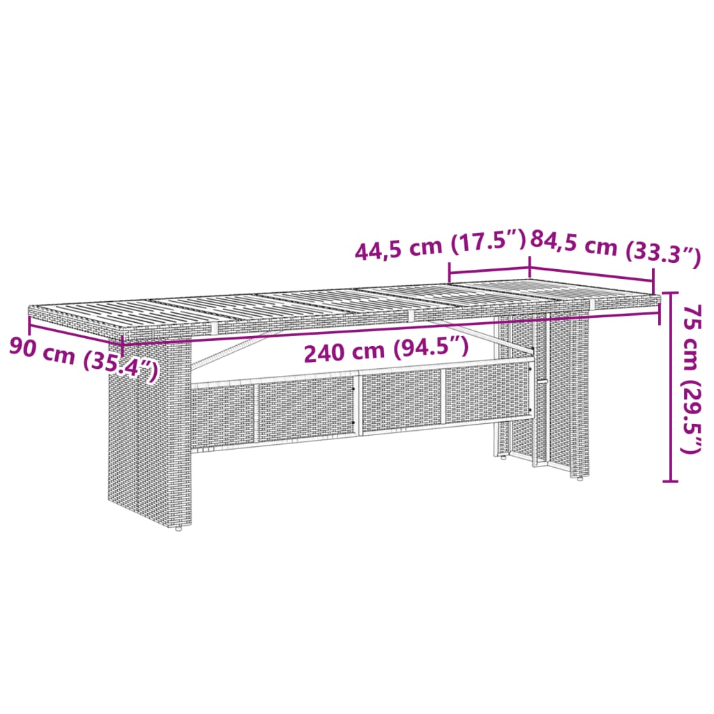 Ensemble à manger de jardin 11pcs avec coussins gris poly rotin