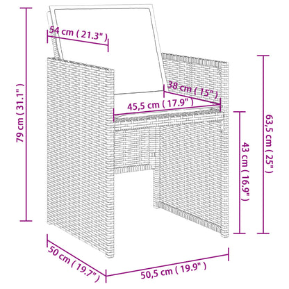 Ensemble à manger de jardin 5 pcs et coussins marron poly rotin