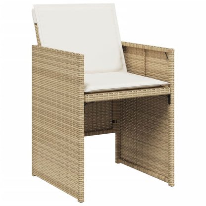 Ensemble à manger de jardin avec coussins 5pcs Beige poly rotin