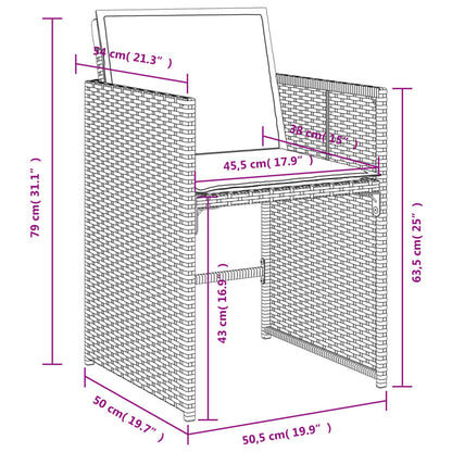 Ensemble à manger de jardin coussins 5pcs Noir Résine tressée