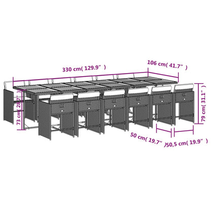 Ensemble à manger de jardin et coussins 13 pcs beige