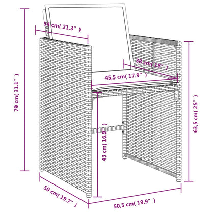 Ensemble à manger de jardin et coussins 15 pcs gris clair rotin